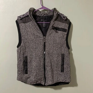 𝅺INC International Concepts Hooded‎ Vest Black Grey Men’s size M